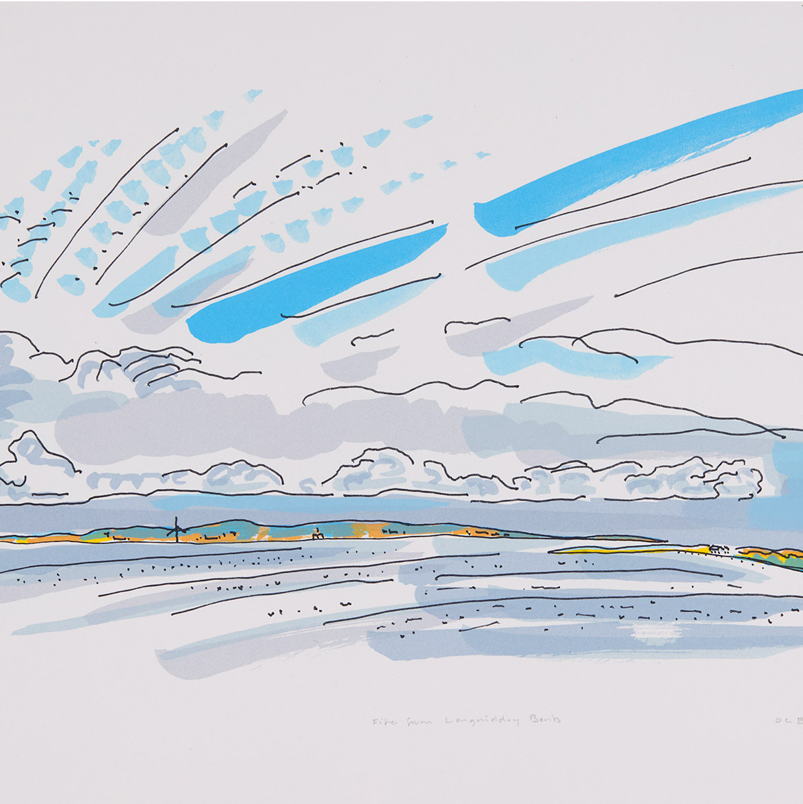 crop of Oliver Brookes scrre print of Fife from Longniddry