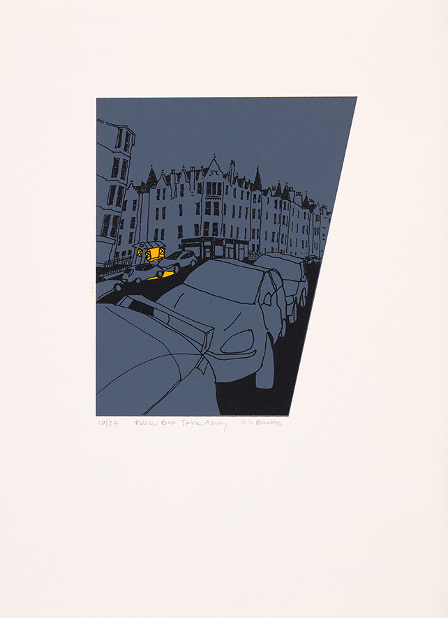 Screen print by Oliver Brookes of the Marchmont Police box